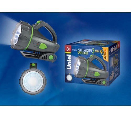 Фонарь прожекторный S-SL011-BA Black  "Professional spotlight3 max ", пласт, 3 Watt LED, короб, 3.6V 1200mA Ni-MH battery в/к, черн  03489  Uniel