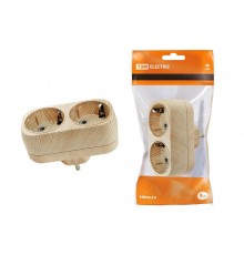 Блок на 2 гнезда 2П+З плоский 16А 250B "Эко" (сосна)   SQ1806-0074  TDM