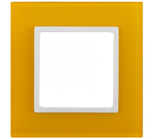 14-5101-21 Рамка на 1 пост, стекло, Эра Elegance, жёлтый+бел  Б0034476  ЭРА