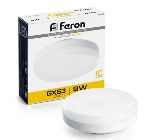 Лампа светодиодная LB-452 (9W) 230V GX53 2700K, для натяжных потолков  25832  FERON