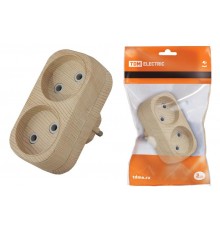 Блок на 2 гнезда 2П б/з плоский 6А 250B "Эко" (сосна)   SQ1806-0073  TDM