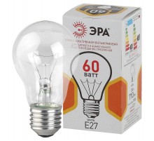 Лампа накаливания ЛОН A50 60-230-Е27-CL  груша 60Вт 230В Е27 цв. упаковка  Б0039122  ЭРА