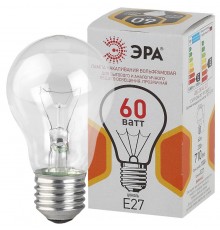 Лампа накаливания ЛОН A50 60-230-Е27-CL  груша 60Вт 230В Е27 цв. упаковка  Б0039122  ЭРА