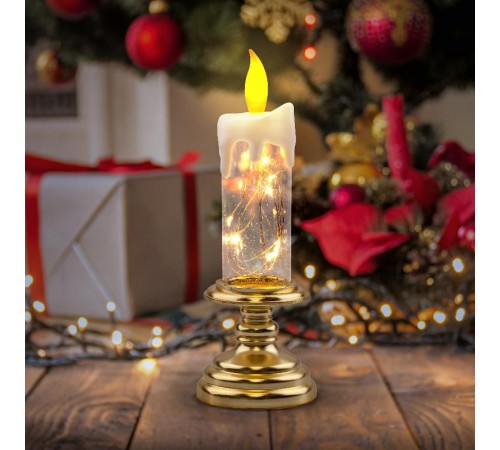 Новогодний декоративный светильник Свеча  EGNDS-03  теплый белый, 10 диодов , h 20 см, 2*ААА, IP20  Б0051934  ЭРА
