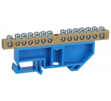 Шина N "ноль" на DIN-изол ШНИ-6х9-14-Д-синий NO-222-48 Б0033429  ЭРА