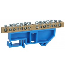 Шина N "ноль" на DIN-изол ШНИ-6х9-14-Д-синий NO-222-48 Б0033429  ЭРА