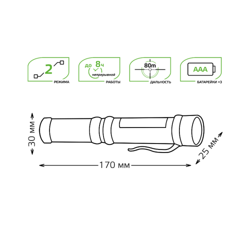 Фонарь ручной GFL109 4W 200lm 3xAAA LED 1/12/72  GF109  Gauss