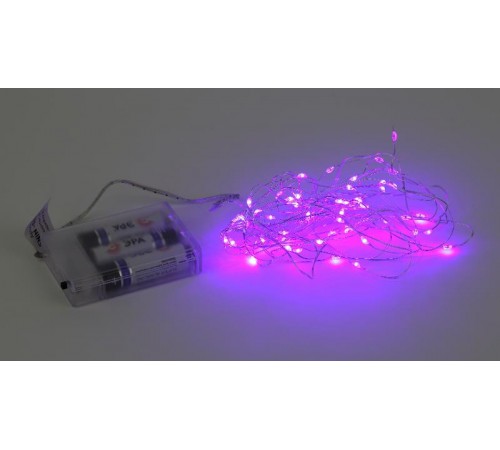 Гирлянда светодиодная  Нить 5 м сиреневый свет, на эл.пит.АА  ENIN -5NP    IP20 (100/2500)  Б0047961  ЭРА