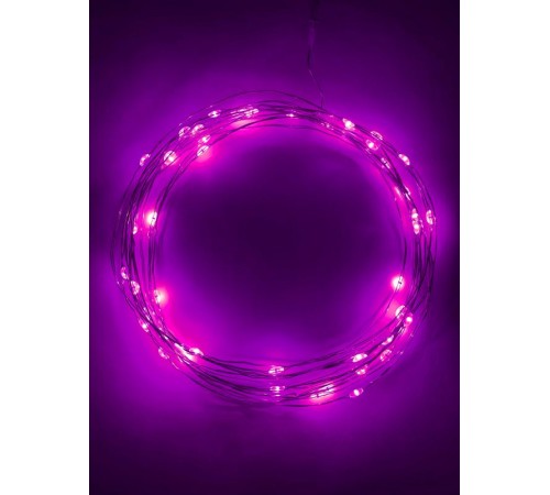 Гирлянда светодиодная  Нить 5 м сиреневый свет, на эл.пит.АА  ENIN -5NP    IP20 (100/2500)  Б0047961  ЭРА