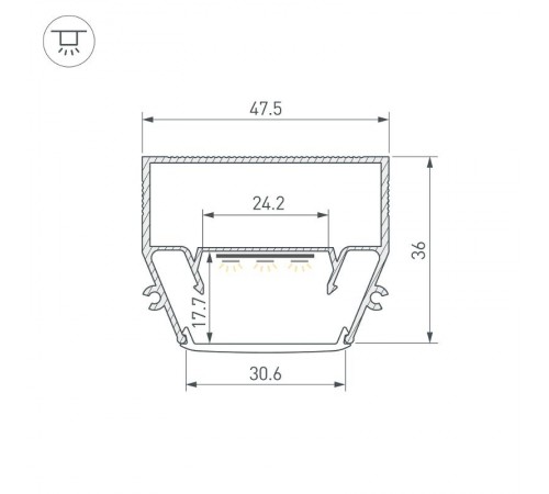 Профиль STRETCH-S-35-CEIL-CENTER-2000 (GAMMA35) (Arlight, Алюминий)  040699  Arlight