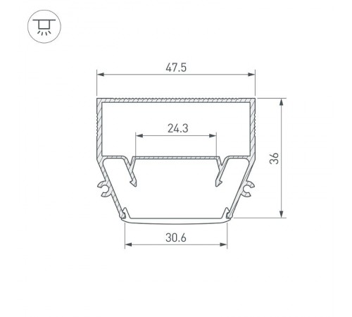 Профиль STRETCH-S-35-CEIL-CENTER-2000 (GAMMA35) (Arlight, Алюминий)  040699  Arlight