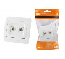 Розетка компьютерная RJ-45 + TФ (RJ-11) белая "Валдай"   SQ1804-0015  TDM