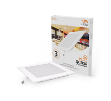 Светильник светодиодный встраиваемый ультратонкий квадратный IP20 12W 2700K  940111112  Gauss