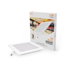 Светильник светодиодный встраиваемый ультратонкий квадратный IP20 12W 2700K  940111112  Gauss