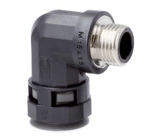 Муфта 90 грд. труба-коробка с металлической резьбой DN 36 мм, М40х1,5, полиамид, цвет черный  PAZ36M40N  DKC