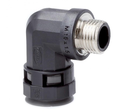 Муфта 90 грд. труба-коробка с металлической резьбой DN 36 мм, М40х1,5, полиамид, цвет черный  PAZ36M40N  DKC