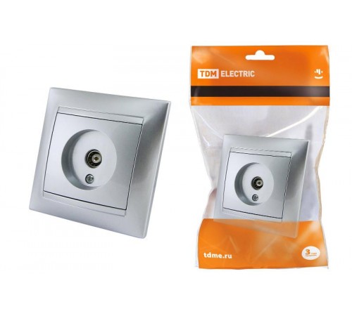 Розетка телевизионная простая (0-2400МГц, "мама") серебр. металлик "Лама"   SQ1815-0217  TDM