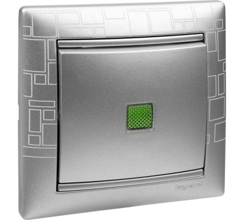 Valena Алюминий Выключатель 1-клавишный с подсветкой  770110  Legrand