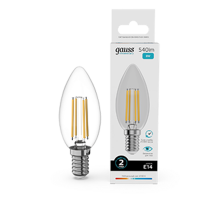 Лампа светодиодная   Filament Elementary Свеча 8W 540lm 4100К Е14 LED 1/10/100  32128  Gauss