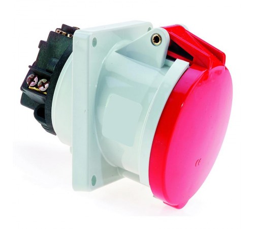 Розетка встраиваемая наклонная 63A 4р(3P+PE) 6h 400V IP44 114х114 12074 I 12074-Bals I Bals