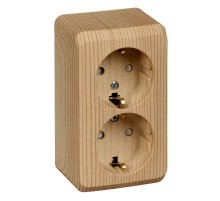 Этюд Сосна О/У Розетка 2-ая с заземлением со шторками  PA16-008D  SE