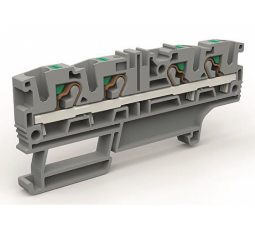 Проходная клемма 4 точки подключения на 4 кв.мм  ZEFC420GR  DKC