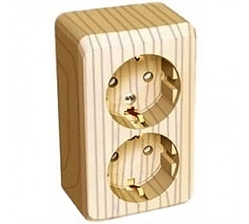 Этюд Сосна О/У Розетка 2-ая с заземлением со шторками  PA16-008D  SE