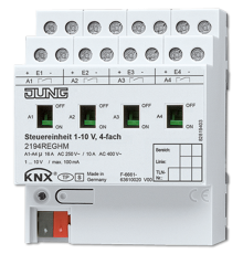Управляющее устройство 1-10 В, 4 группы, монтаж на DIN-рейку, 4 модуля; KNX  2194REGHM  Jung