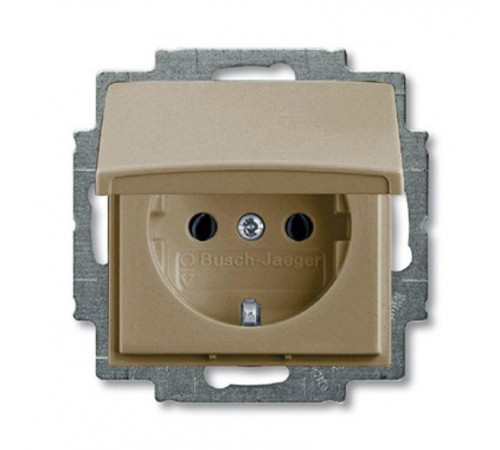 ABB Basic 55 Шампань Розетка с/з 16А 250В, IP44, в сборе  2018-0-1501   2CKA002018A1501  ABB