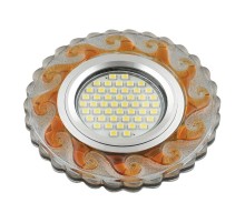 Светильник декор.встр Luciole DLS-L139 GU5.3 GLASSY/TEA GU5.3 доп.LED подсветка 3Вт, стекл,зерк./прозр.+светло-коричневый.  UL-00003873  Fametto