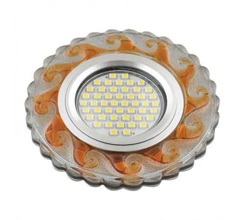 Светильник декор.встр Luciole DLS-L139 GU5.3 GLASSY/TEA GU5.3 доп.LED подсветка 3Вт, стекл,зерк./прозр.+светло-коричневый.  UL-00003873  Fametto