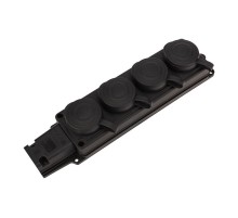 Розетка (колодка) штепсельная четырехместная влагозащищенная 2P+PE 230V, 16 А, IP44 каучук  111-114-4  PROconnect