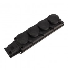 Розетка (колодка) штепсельная четырехместная влагозащищенная 2P+PE 230V, 16 А, IP44 каучук  111-114-4  PROconnect