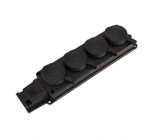 Розетка (колодка) штепсельная четырехместная влагозащищенная 2P+PE 230V, 16 А, IP44 каучук  111-114-4  PROconnect