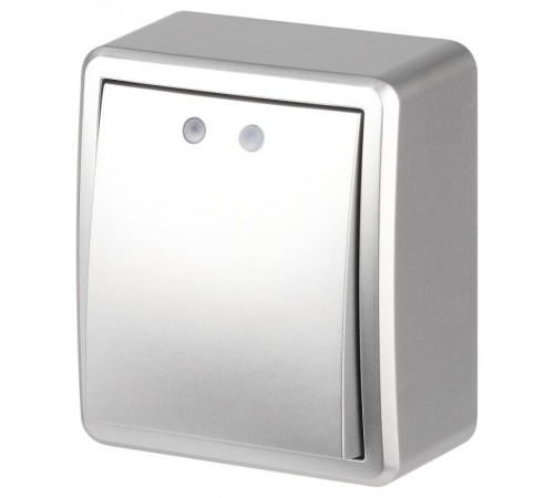 Выключатель Эксперт 11-1202-03 с подсветкой IP20 10АХ-250В ОУ Алюминий  Б0063041  ЭРА