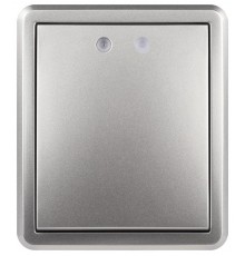 Выключатель Эксперт 11-1202-03 с подсветкой IP20 10АХ-250В ОУ Алюминий  Б0063041  ЭРА