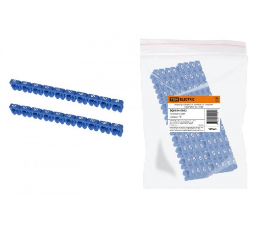 Маркер наборный - символ "6" голубой 6 мм2 (100 шт.)   SQ0534-0052  TDM