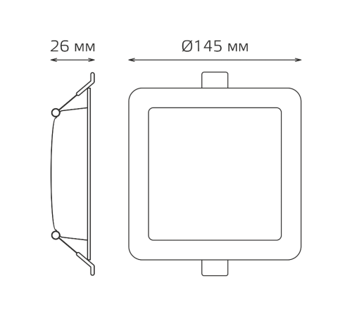 Светильник  Basic Downlight квадрат 12W 1000lm 4000K 170-260V IP20 145*26 белый LED 1/60  9031420212  Gauss
