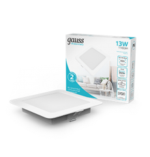 Светильник  Elementary Downlight квадрат 13W 1100lm 4000K 170-260V IP20 145*26 белый LED 1/60  998420212  Gauss