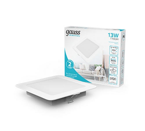 Светильник  Elementary Downlight квадрат 13W 1100lm 4000K 170-260V IP20 145*26 белый LED 1/60  998420212  Gauss