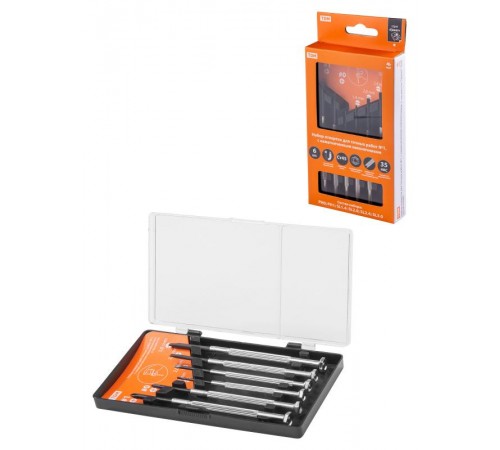 Набор отверток для точных работ №1, с намагниченным наконечником, 6 предметов "Гранит"  SQ1013-0301  TDM