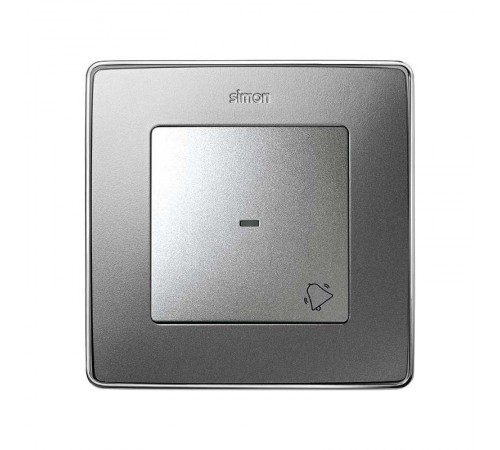 Simon 82 Клавиша с пиктограммой "звонок" для выключателя одноклавишного с подсветкой, S82 Detail алюминий  8200015-093  Simon