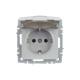 BRITE Розетка с заземлением со шторками с кр. 16А IP44 РСбш10-3-44-БрА алюминий  BR-R16-16-44-K47  IEK