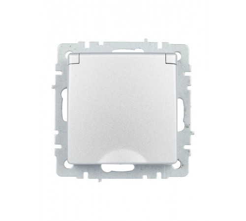 BRITE Розетка с заземлением со шторками с кр. 16А IP44 РСбш10-3-44-БрА алюминий  BR-R16-16-44-K47  IEK