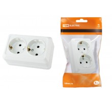 Розетка двойная 2П+3 открытой установки IP20 16А, белая "Ладога"   SQ1801-0019  TDM