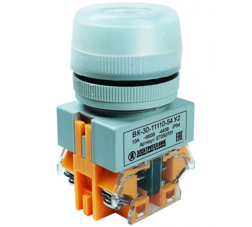 ВК30-10-11110-54 У2, черный, 1з+1р, цилиндр, IP54, 10А, 660В, выключатель кнопочный (ЭТ)  ET013274  Электротехник