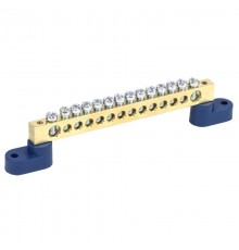 Шина "N" нулевая 8x12мм 14/2 (14 групп/крепеж по краям) с двумя угловыми изоляторами (10 шт/уп)  PR08.28944  Промрукав