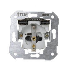 Розетка с заземлением, шторками Schuko 2Р+Е 16A 250В~ и зарядным устройством 2хUSB 2.1А S75