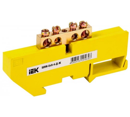 Шина PE "земля" на DIN-изоляторе ШНИ-6х9-4-Д-Ж  YNN10-69-4D-K05  IEK
