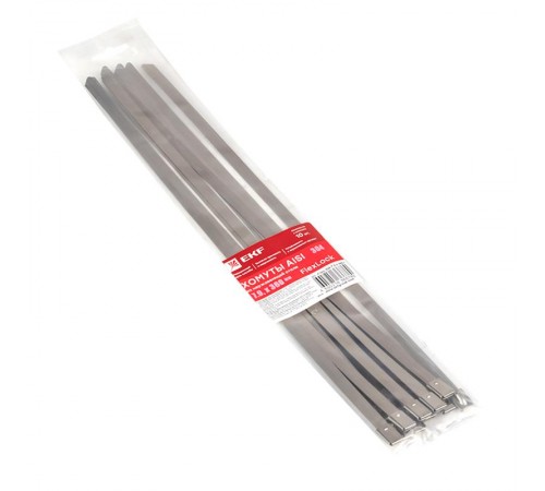 Хомут AISI 304 из нержавеющей стали, 7.9x360 (10 шт.) FlexLock PROxima  plc-fl-tss-304-7.9x360-r  EKF